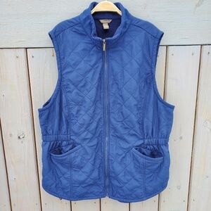 Bit & Bridle Women's Quilted Full-Zip Fleece Lined Vest Blue Size 2X